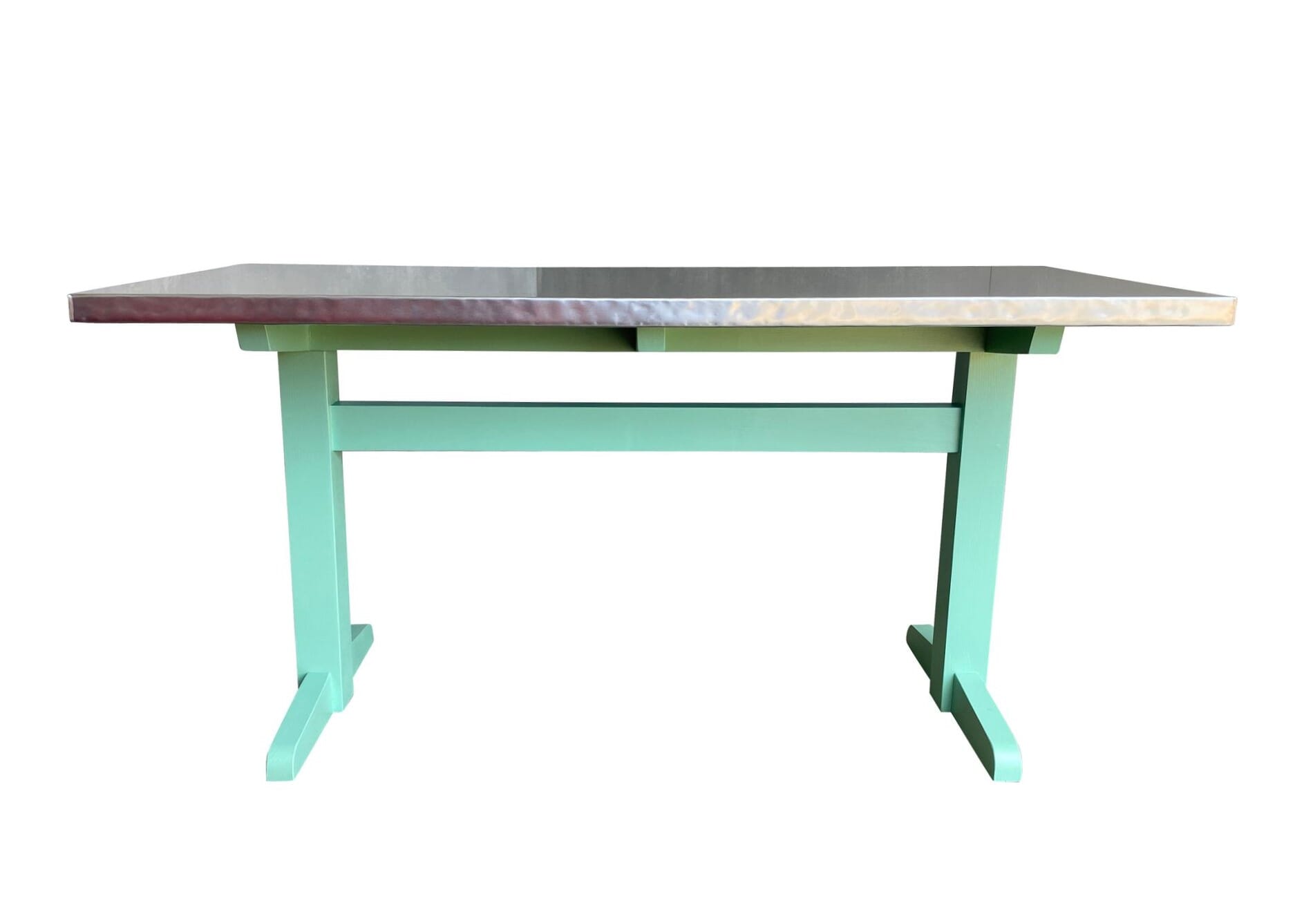 Bespoke Natural Zinc Top Kitchen Table and Painted Base - D1730