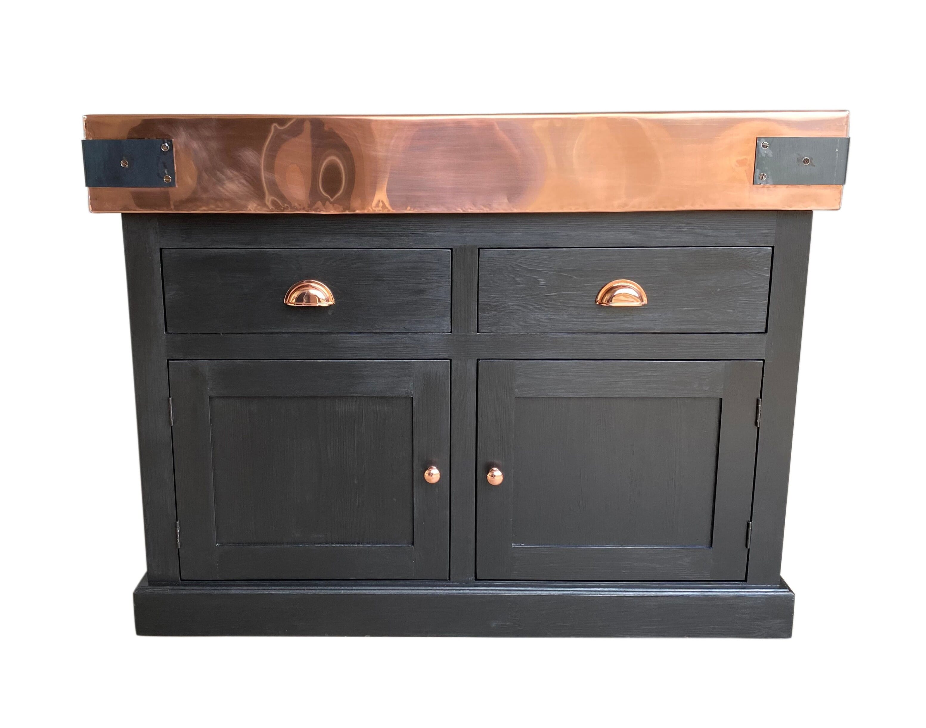 Natural Copper Butchers Block With Drawers & Cupboards - D1744