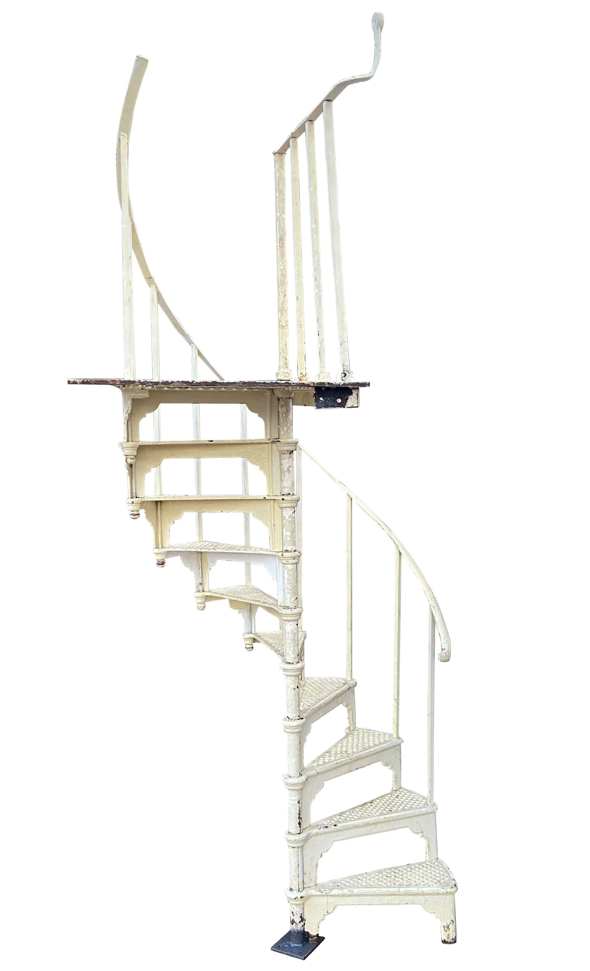 Industrial Style Cast Iron White Spiral Staircase - 9306