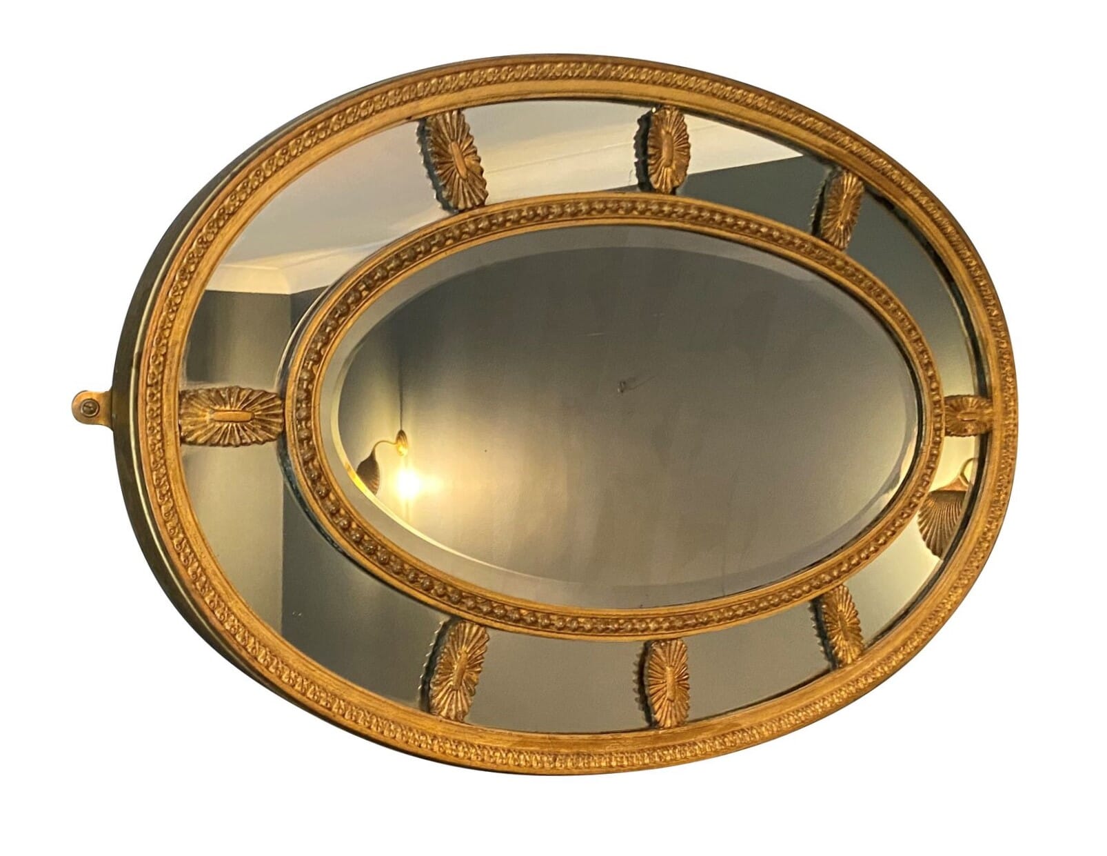 Antique Oval Regency Overmantle / Wall Mirror - D1745