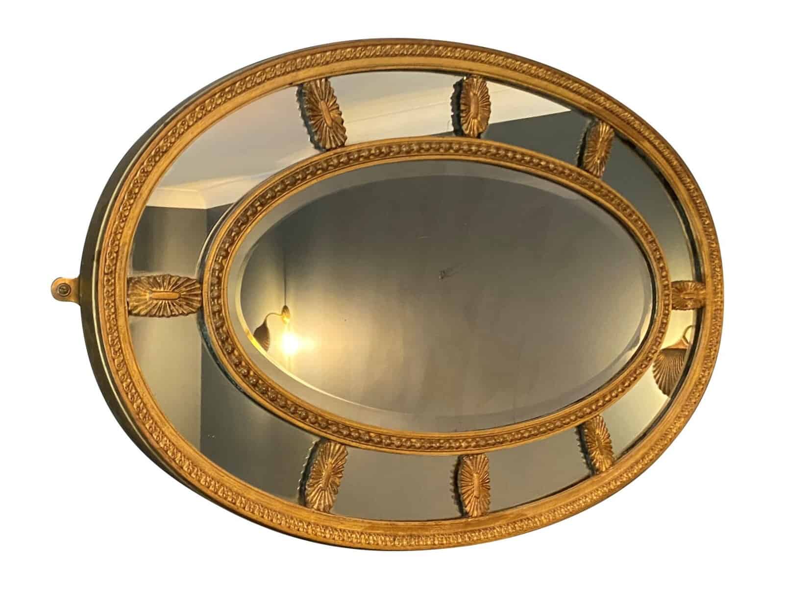 Antique Oval Regency Overmantle / Wall Mirror