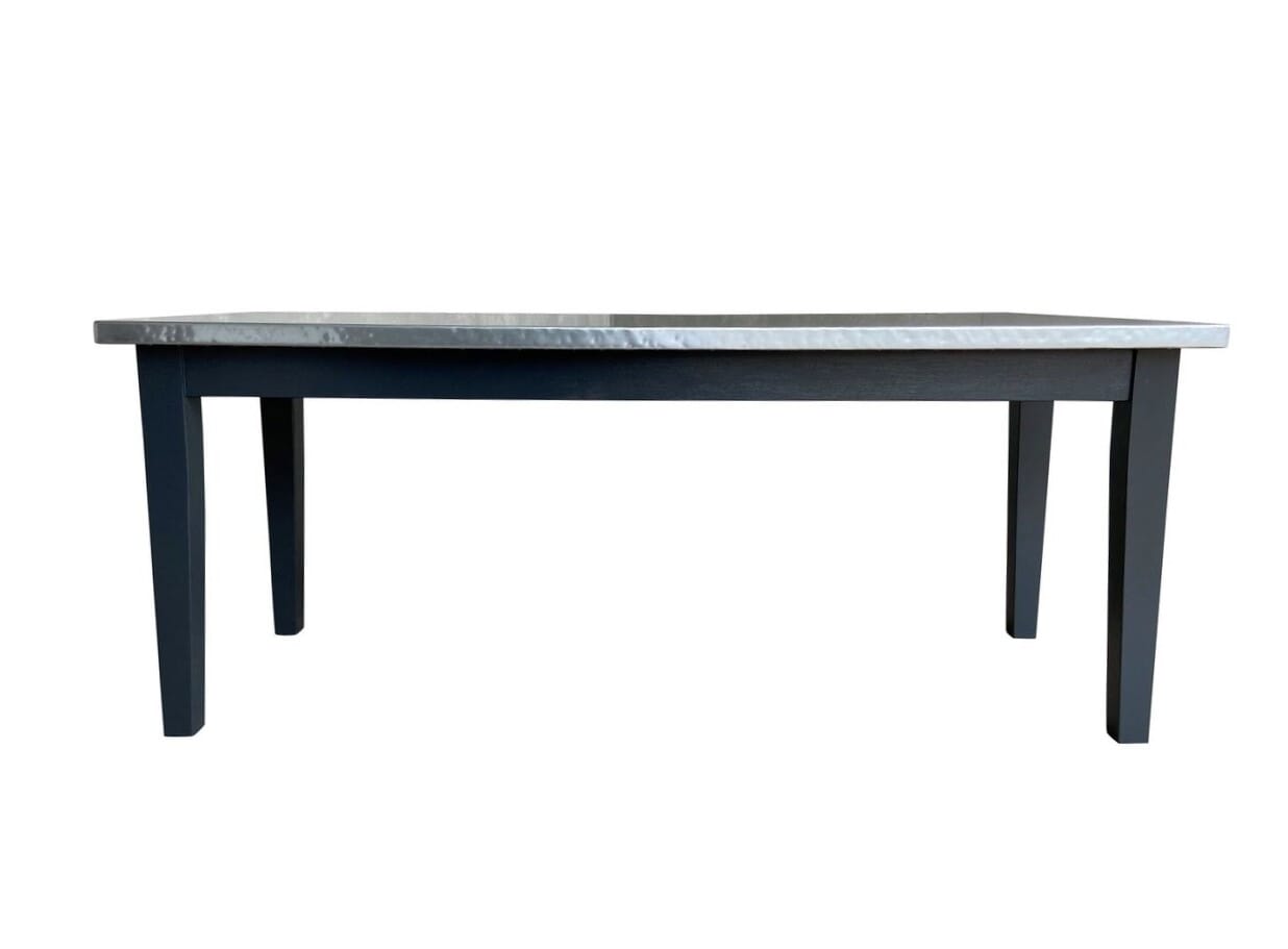 Bespoke Natural Zinc Top Table and Painted Base - D1756