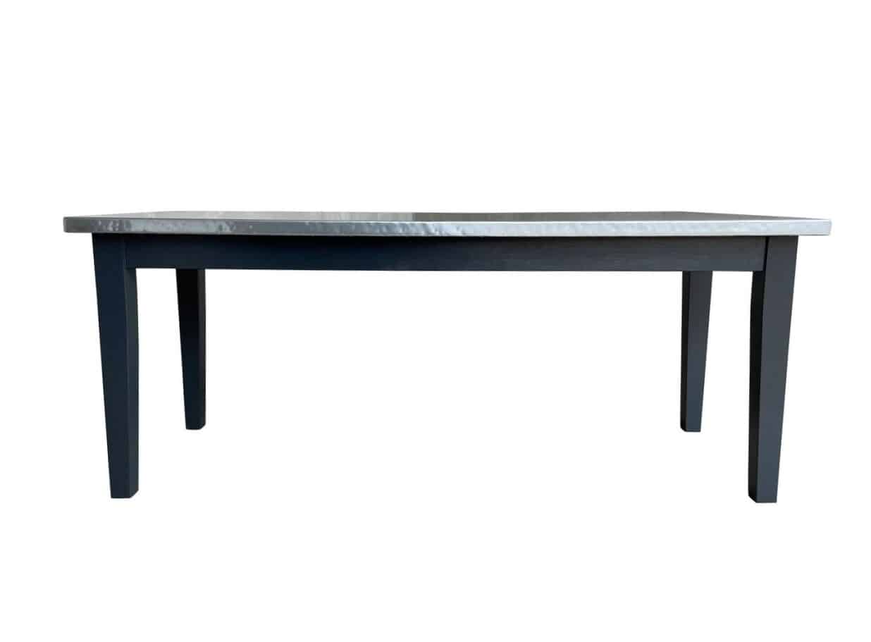 Bespoke Natural Zinc Top Table and Painted Base