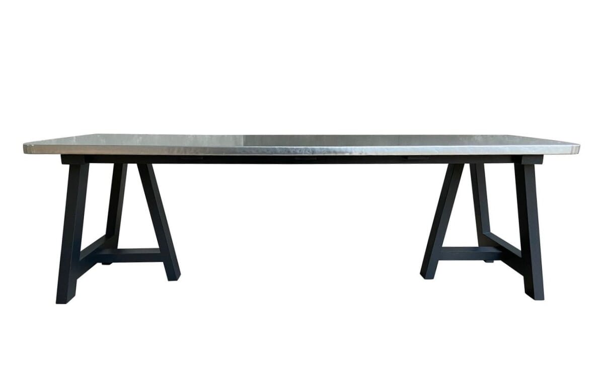 Bespoke Large Natural Zinc Top Table and Painted Base - D1758