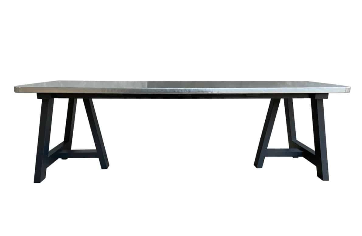 Bespoke Large Natural Zinc Top Table and Painted Base