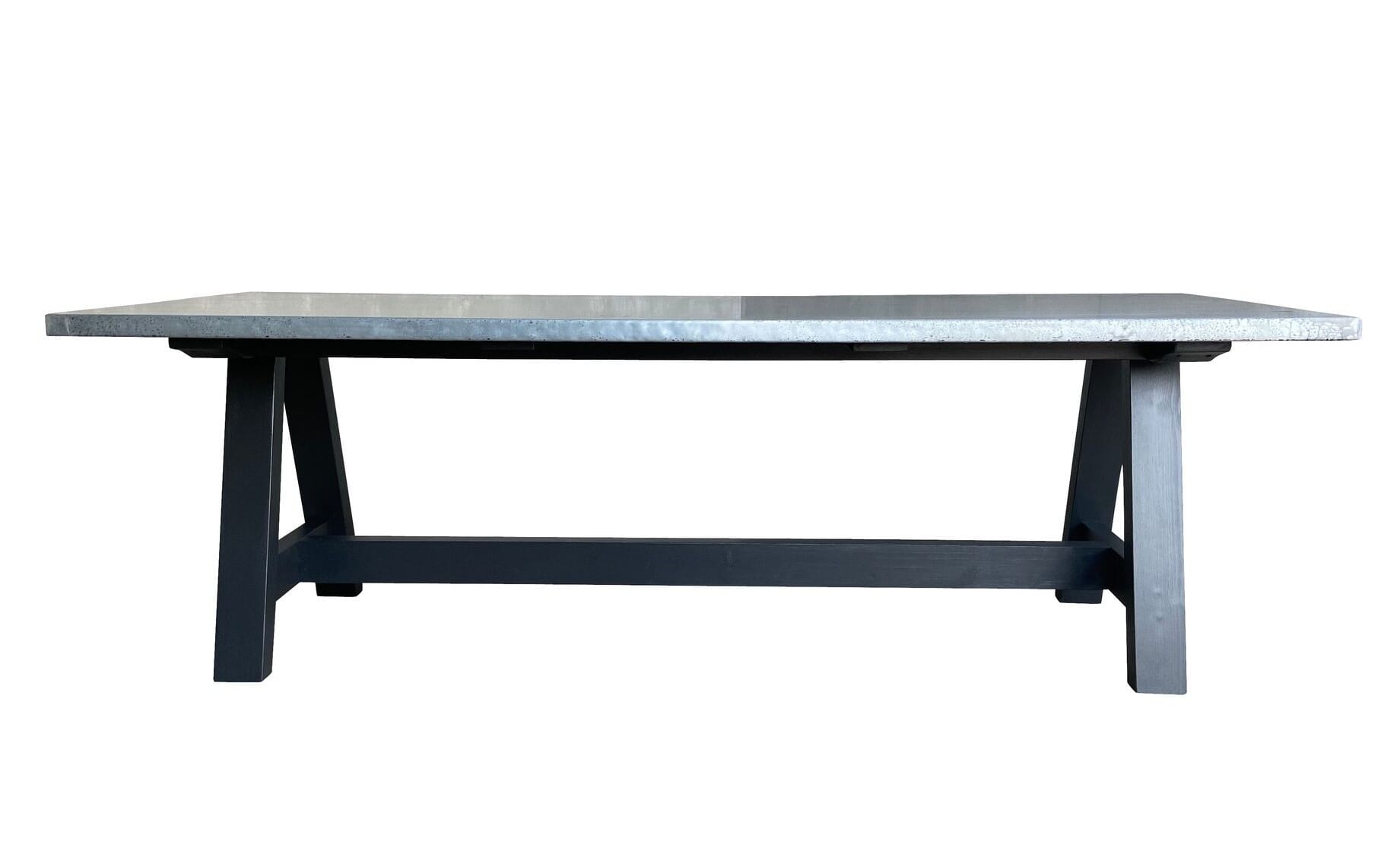 Bespoke Distressed Zinc Top Table on Painted Base - D1762