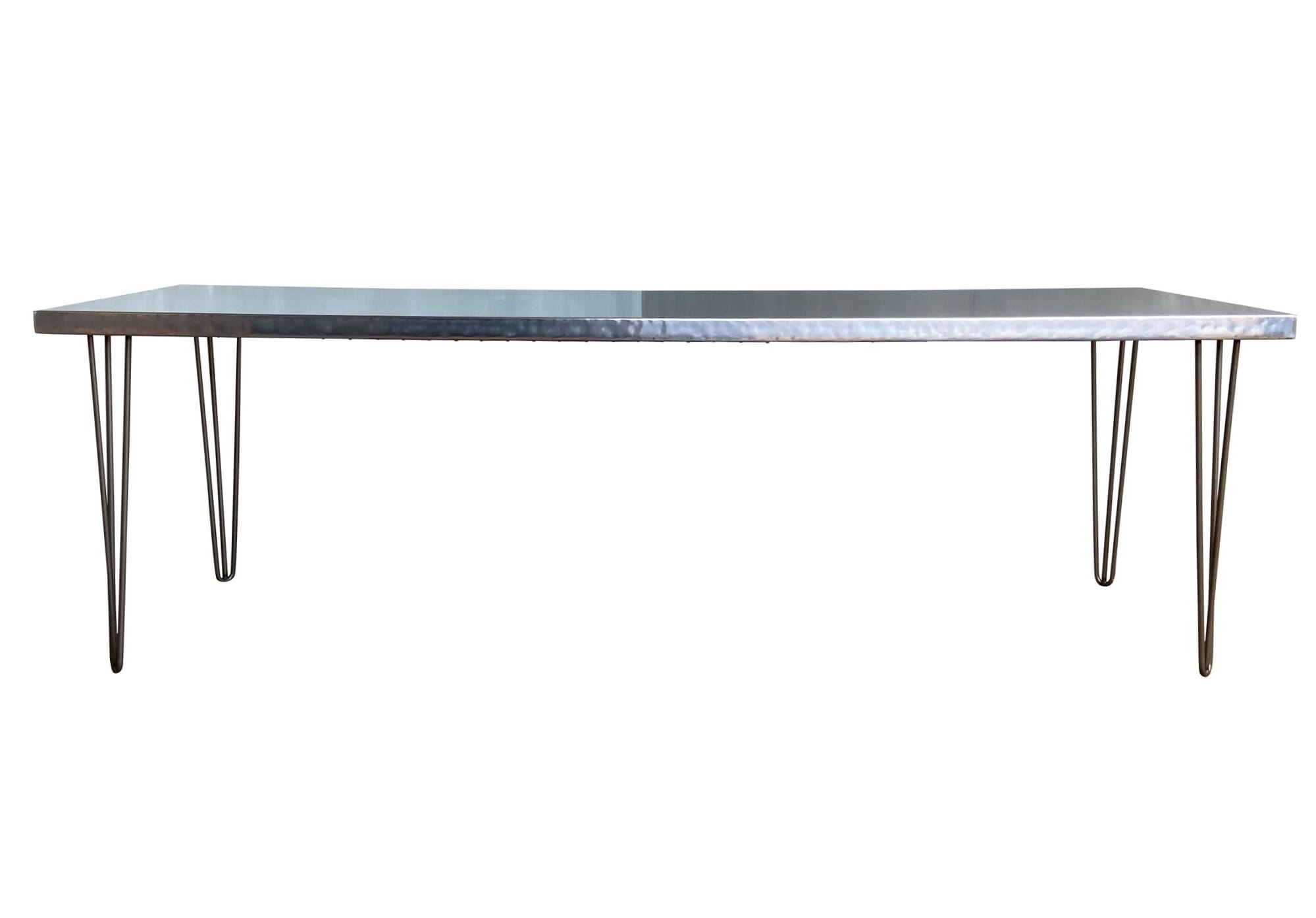 Handmade Natural Zinc Top Table With Metal Hairpin Legs - D1767