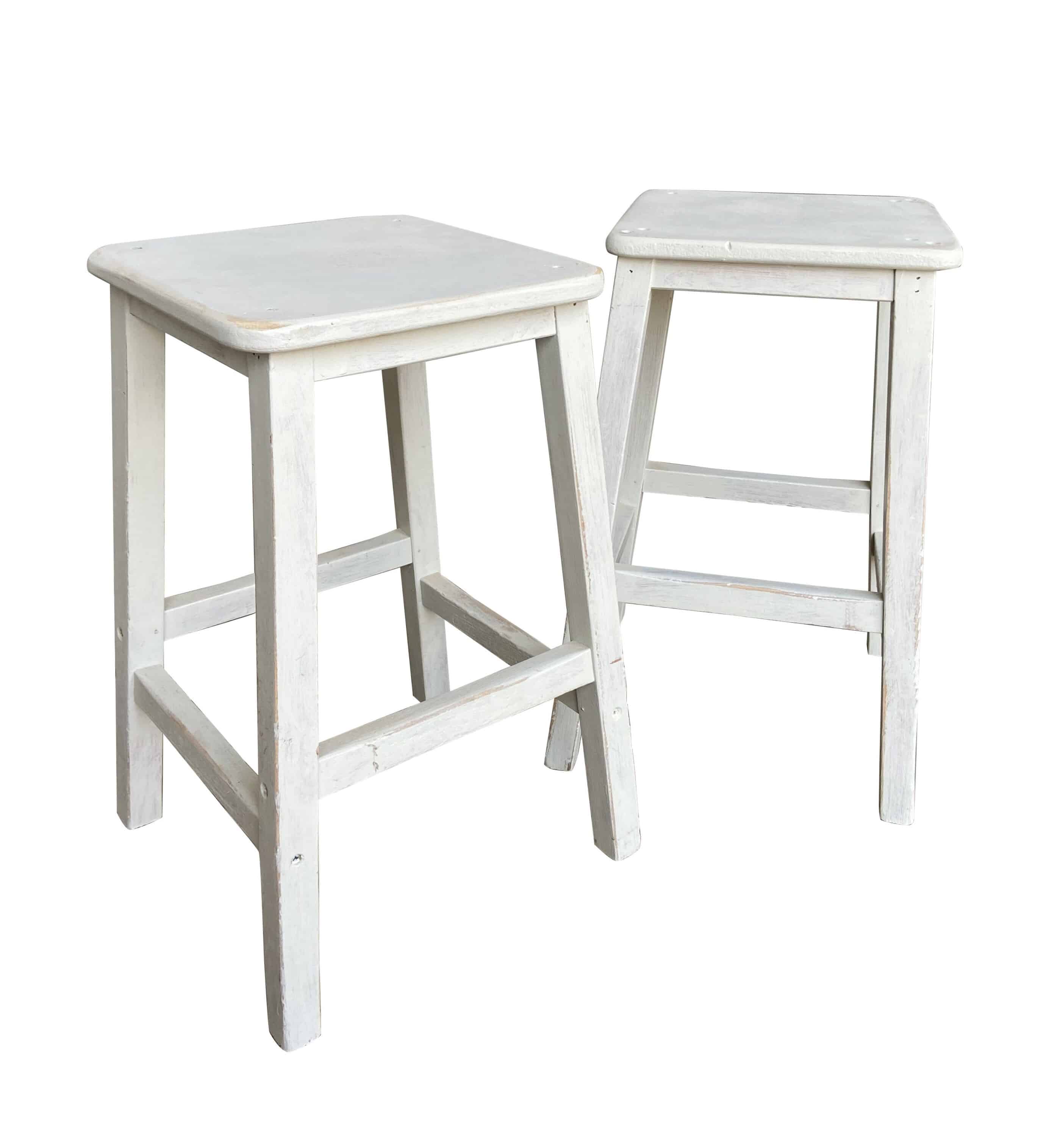 Pair of Distressed Painted Stools