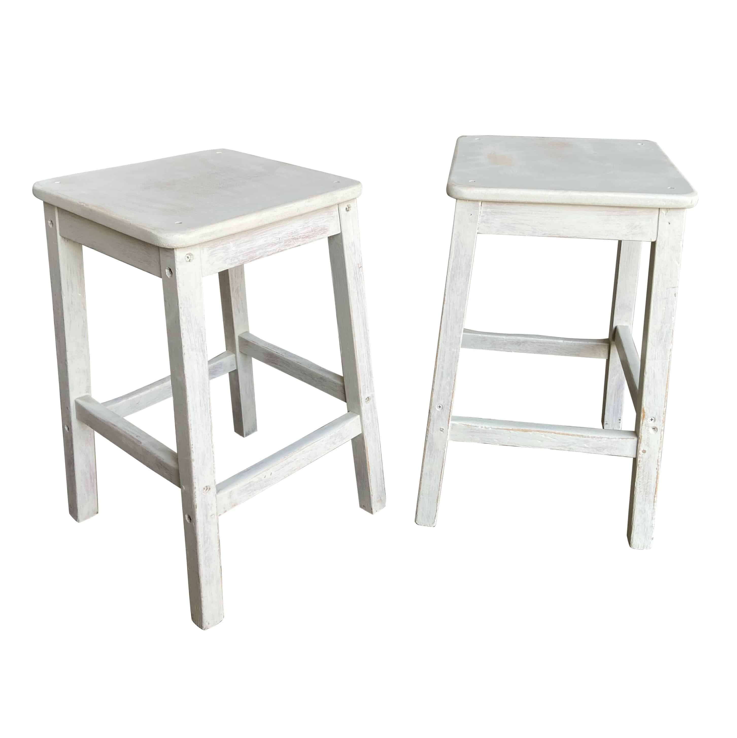 Pair of Hand Painted Distressed Stools