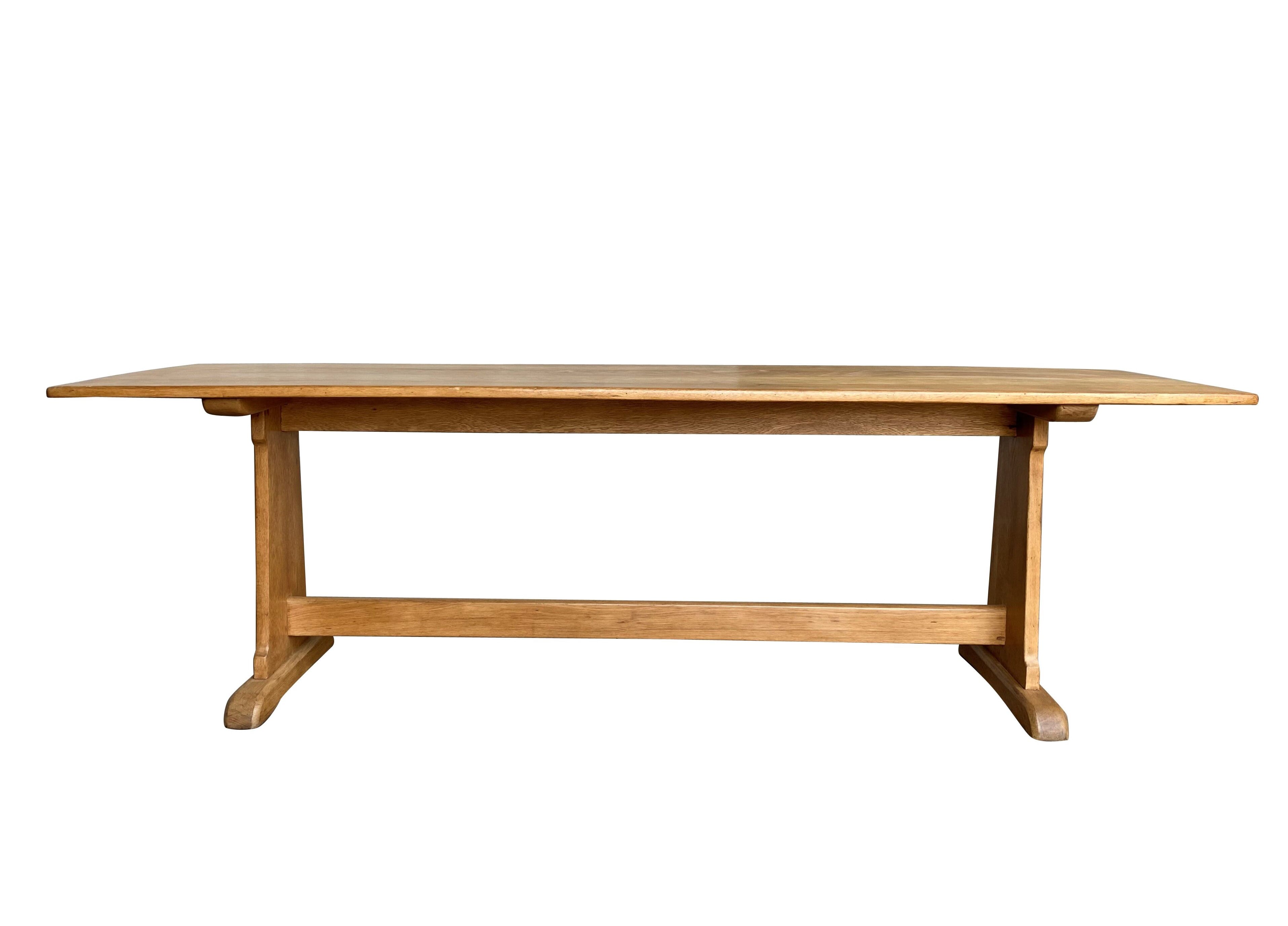 Refectory Style Reclaimed Solid Oak Dining Table - 9149a