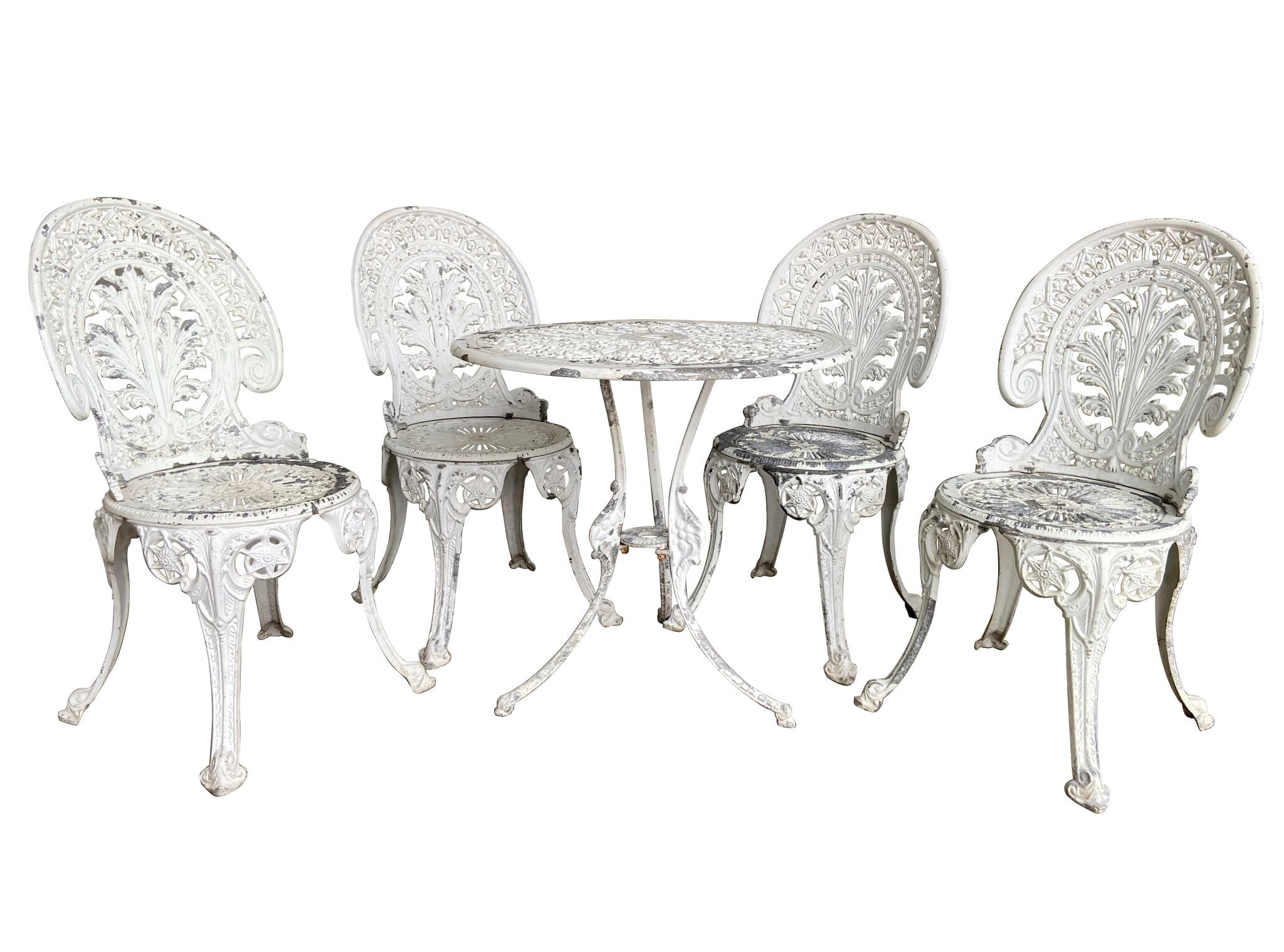 Reclaimed Cast Metal Garden Table and Four Chairs - 9320