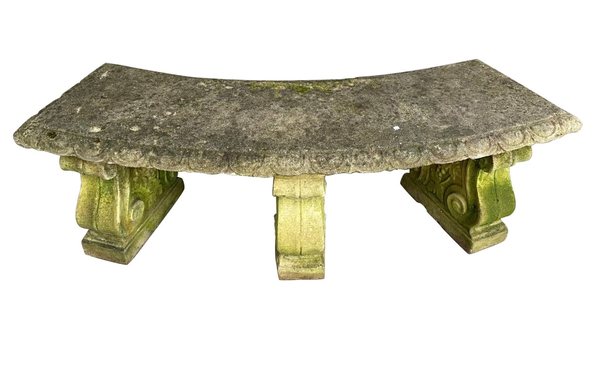 Reconstituted Stone 3 Seater Garden Curved Outdoor Bench - 9324