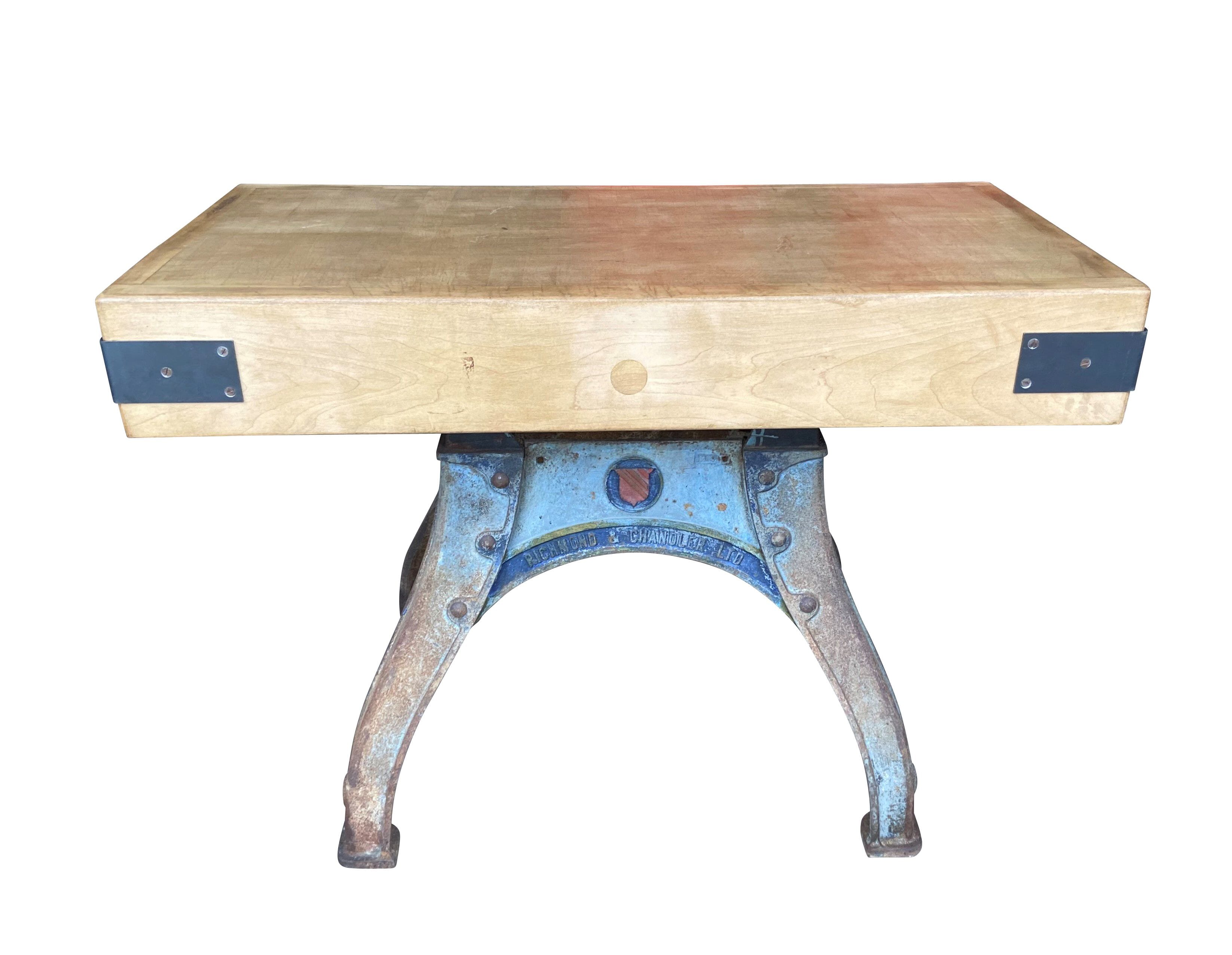 Original Maple Butchers Chopping Block on Cast Iron Base - D1778