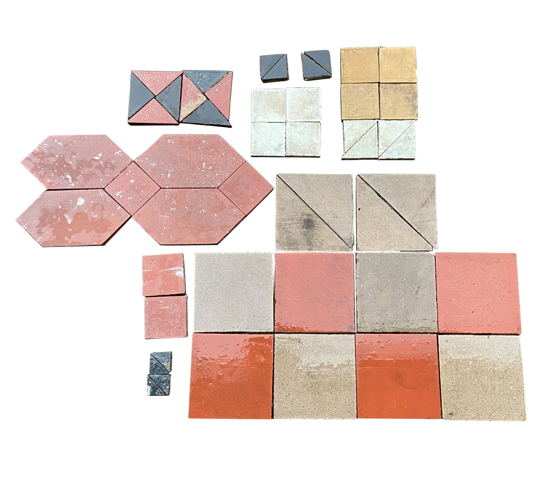 23 Square Meters of Reclaimed Antique Encaustic Floor Tiles - D1779