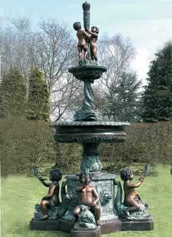 Large Antique Bronze Fountain