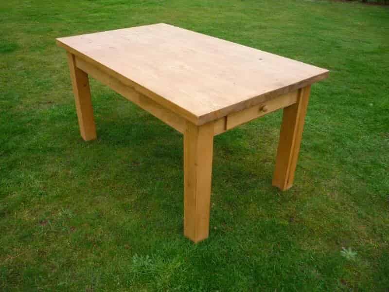Reclaimed Pine Table With Drawer and Square Legs