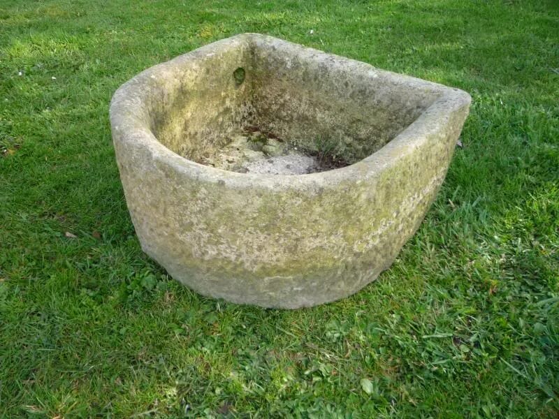 D Shape Antique Stone Trough - 3901