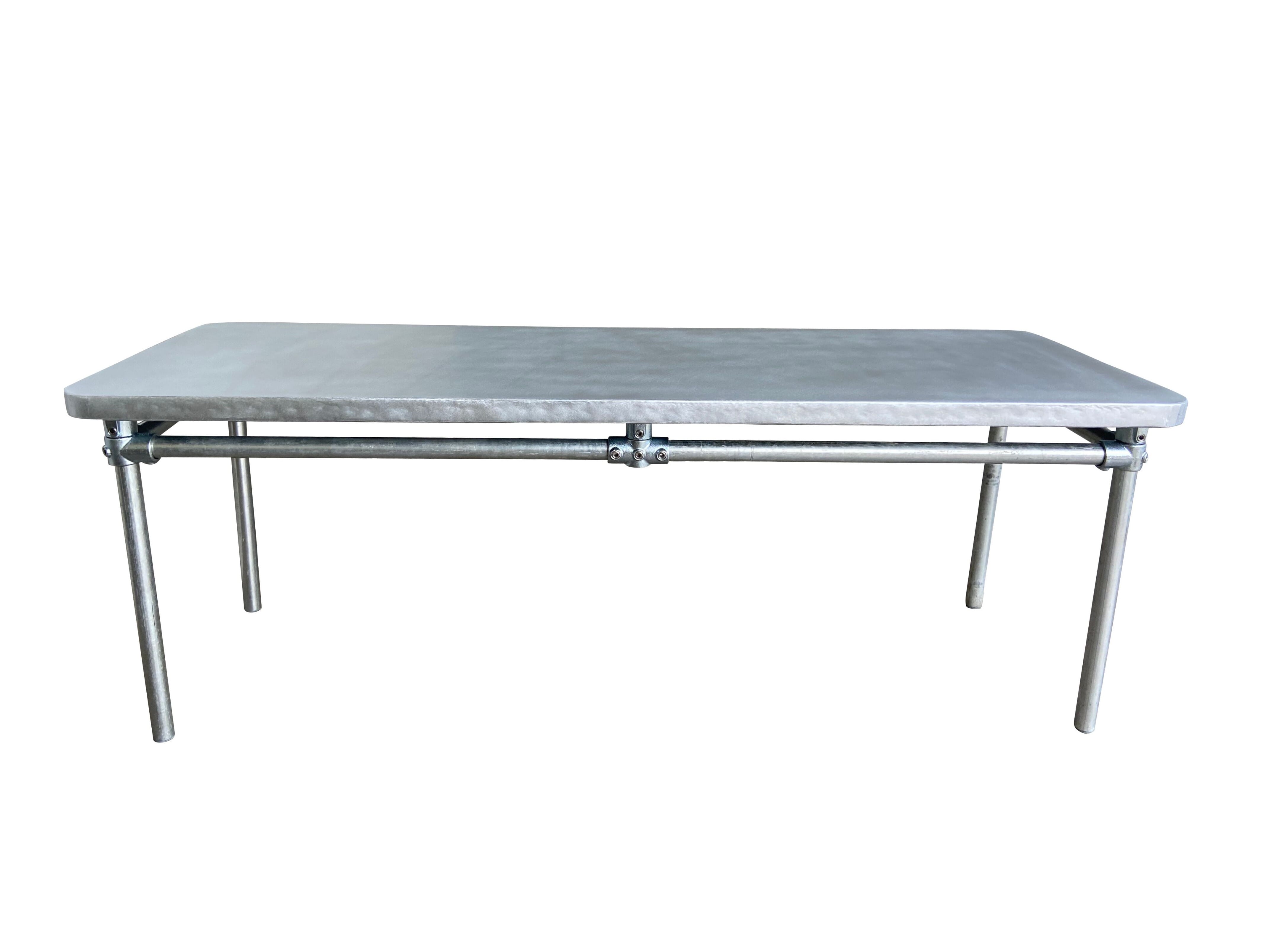 Zinc Topped Tables Made To Order To Your Bespoke Sizes   Matt Zinc Top Kitchen Table With Metal Galvanised Base 20913 FuNDLb9vdUir9QlYg1CISg 