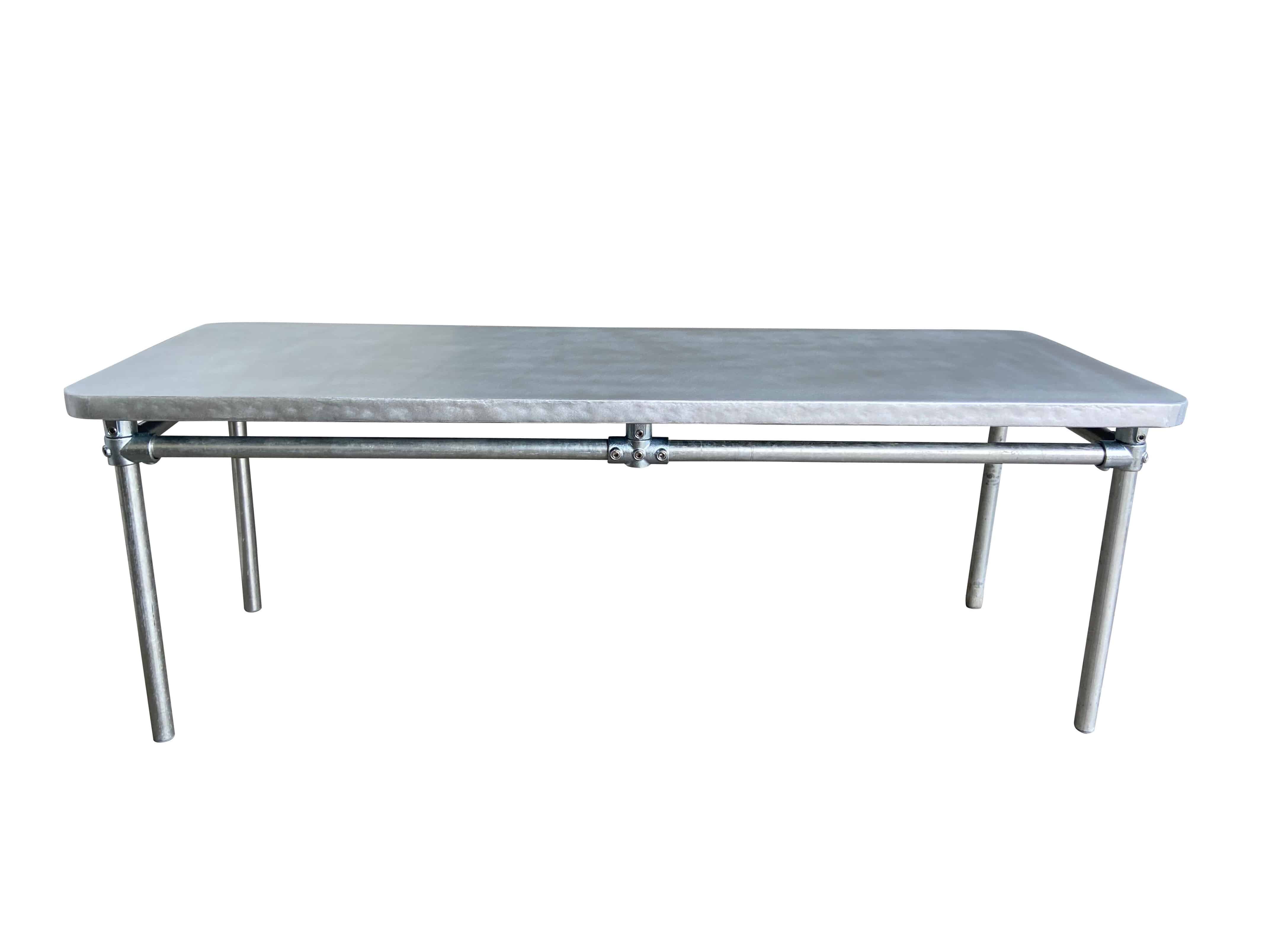 Matt Zinc Top Kitchen Table With Metal Galvanised Base