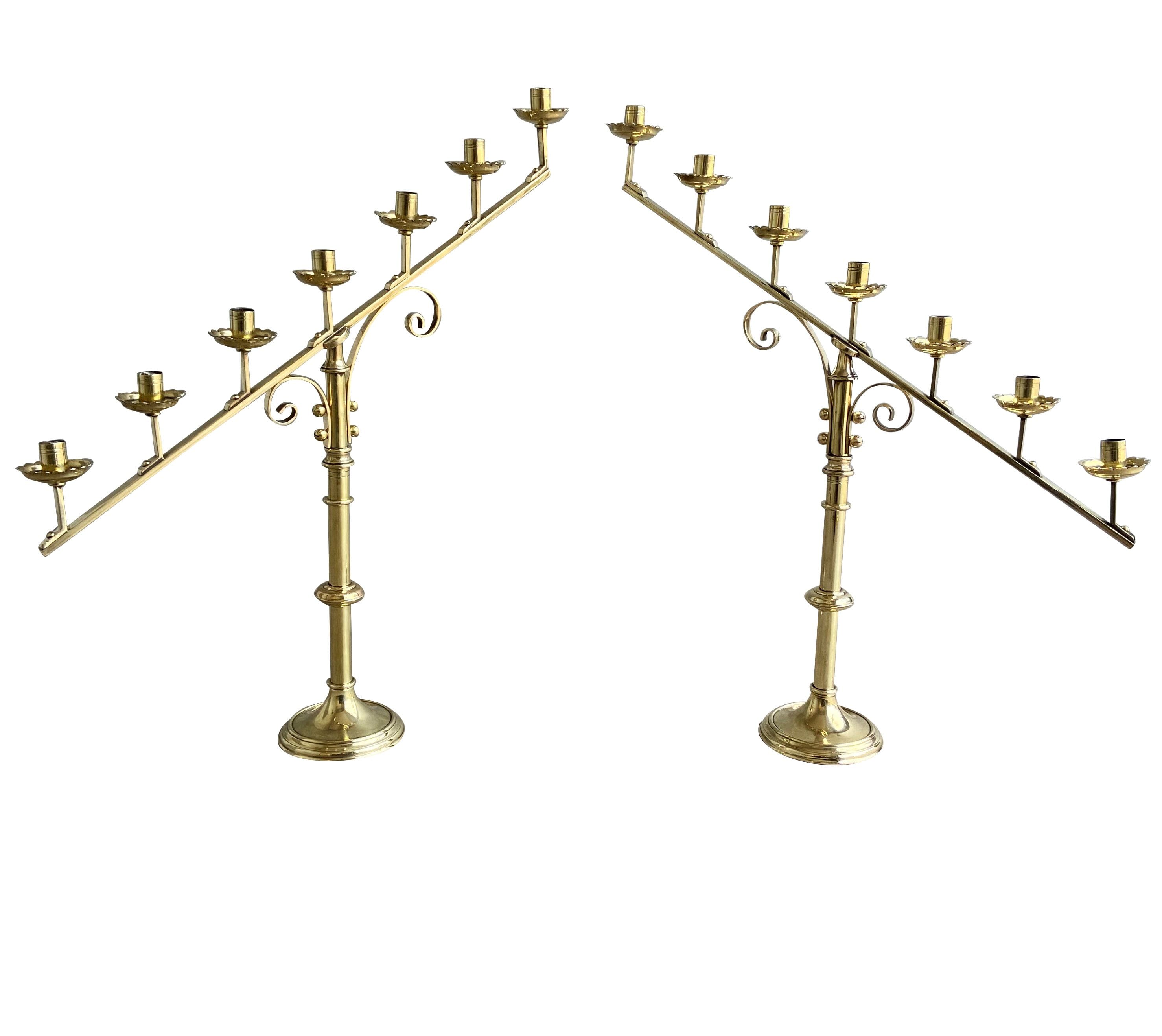 Pair of Reclaimed Solid Brass Victorian Candlesticks - 9367
