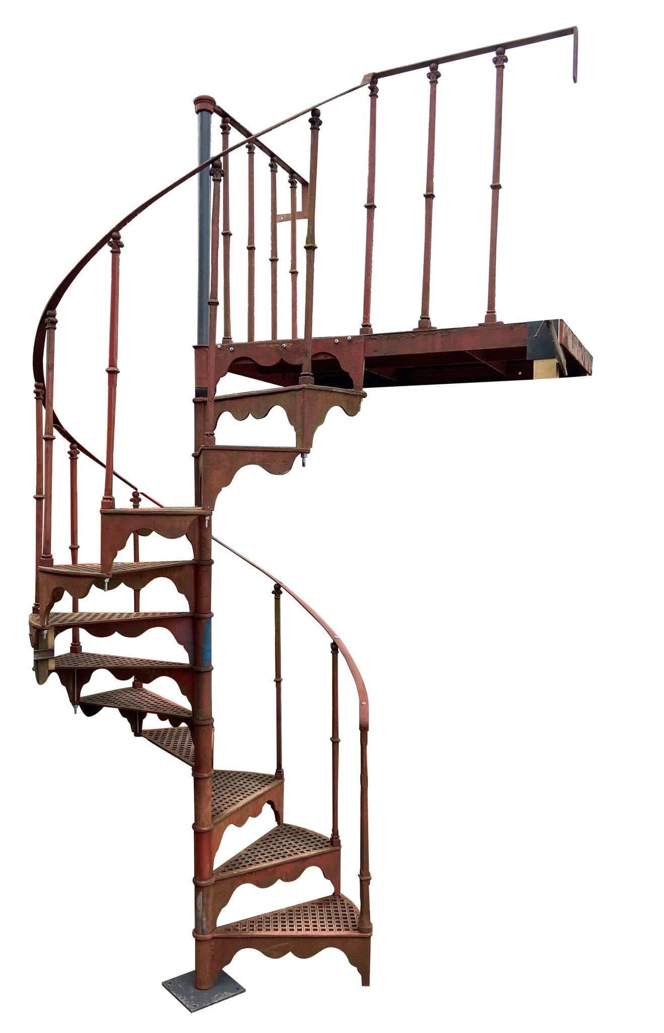 Large Victorian Cast Iron Spiral Staircase With Landing - 9338