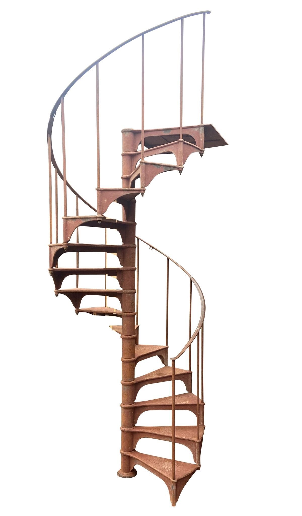 Large Industrial Style Red Cast Iron Spiral Staircase - 9335