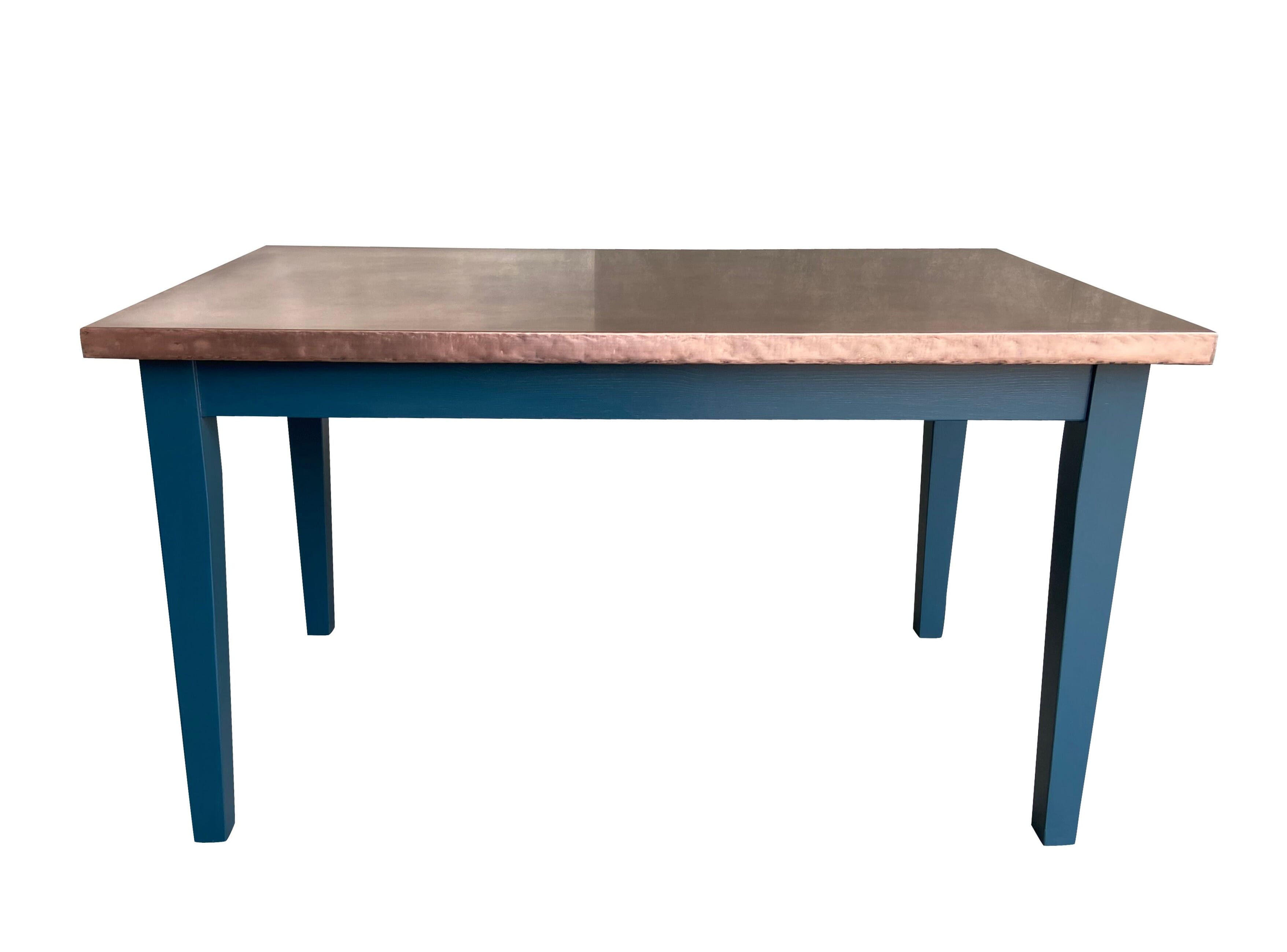 Bespoke Antique Copper Kitchen Table With Painted Base - D1802