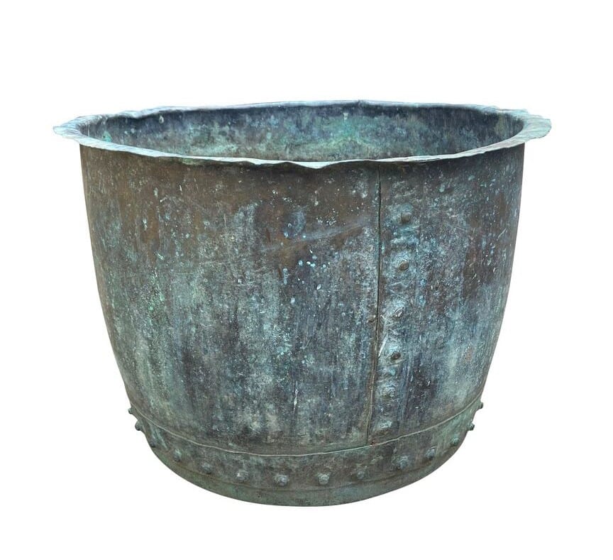 Old Victorian Copper Garden Pot / Planter - 9383