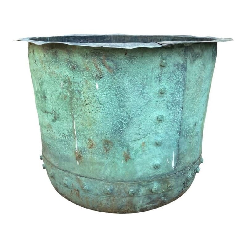 Old Outdoor Victorian Copper Garden Planter / Pot - 9381