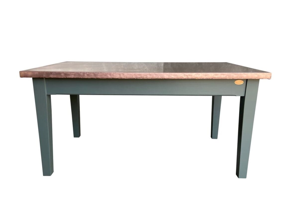 Antique Copper Top Table With Painted Base Made Bespoke - D1811
