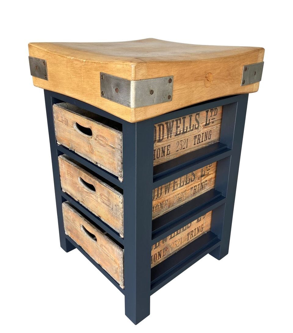 Original Butchers Block and Original Old Wooden Crates - D1819