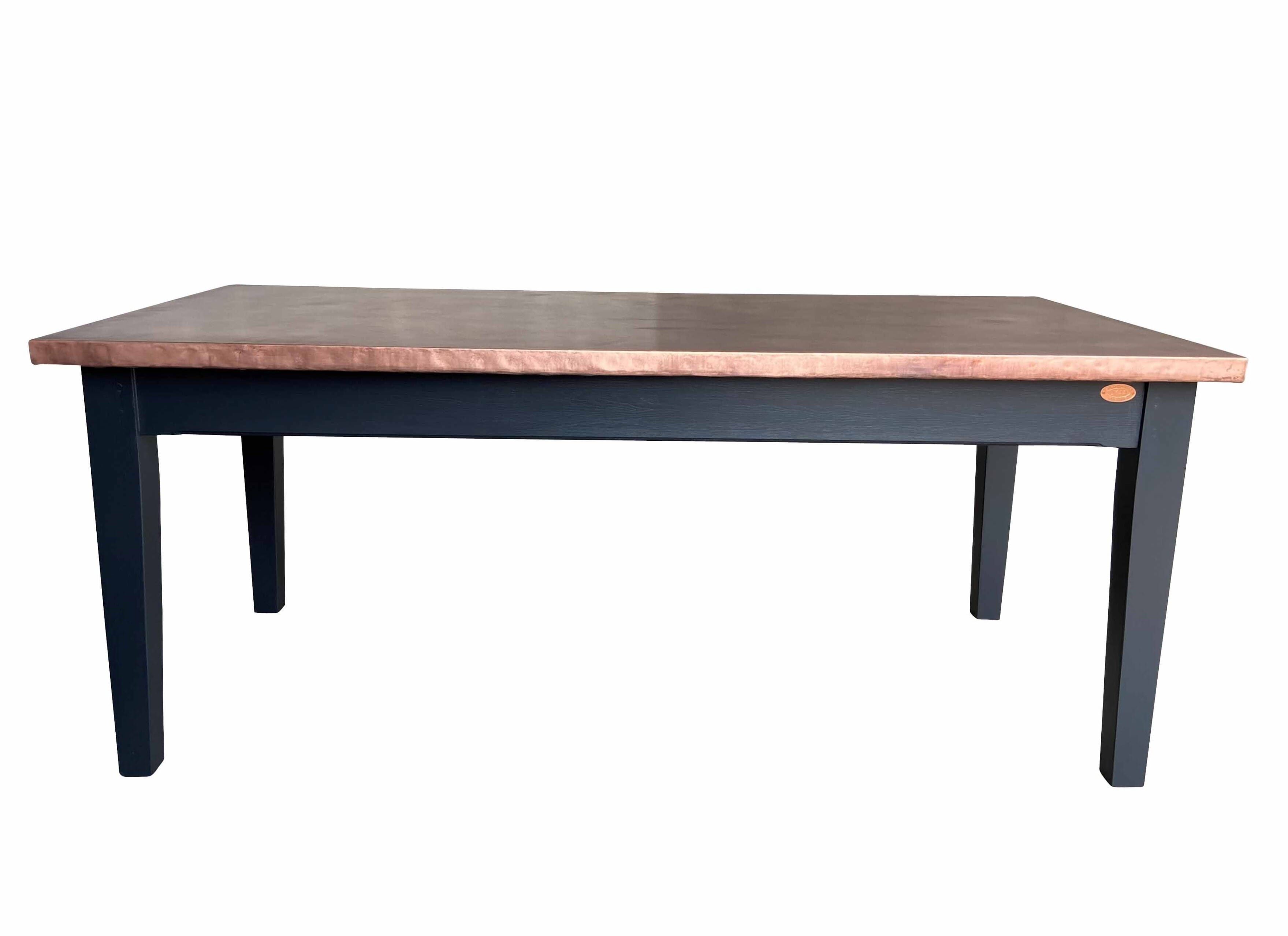 Antique Copper Top Table With Painted Base - D1825