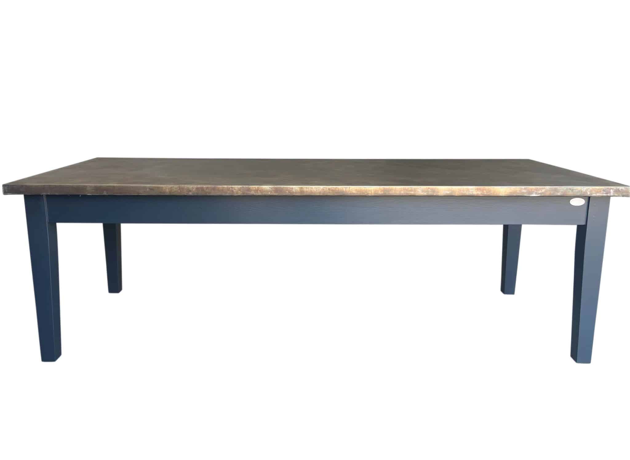 Bespoke Antique Zinc Top Kitchen Table With Painted Base
