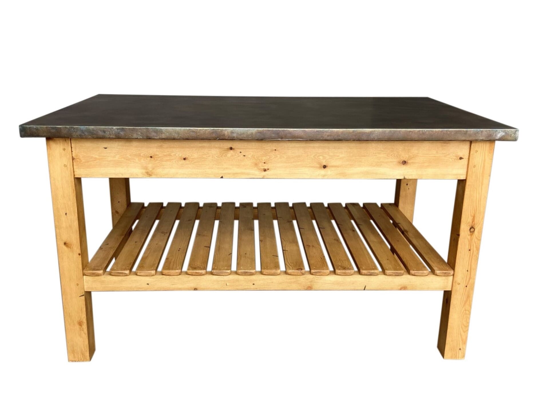 Bespoke Antiqued Zinc Top Kitchen Island - D1828