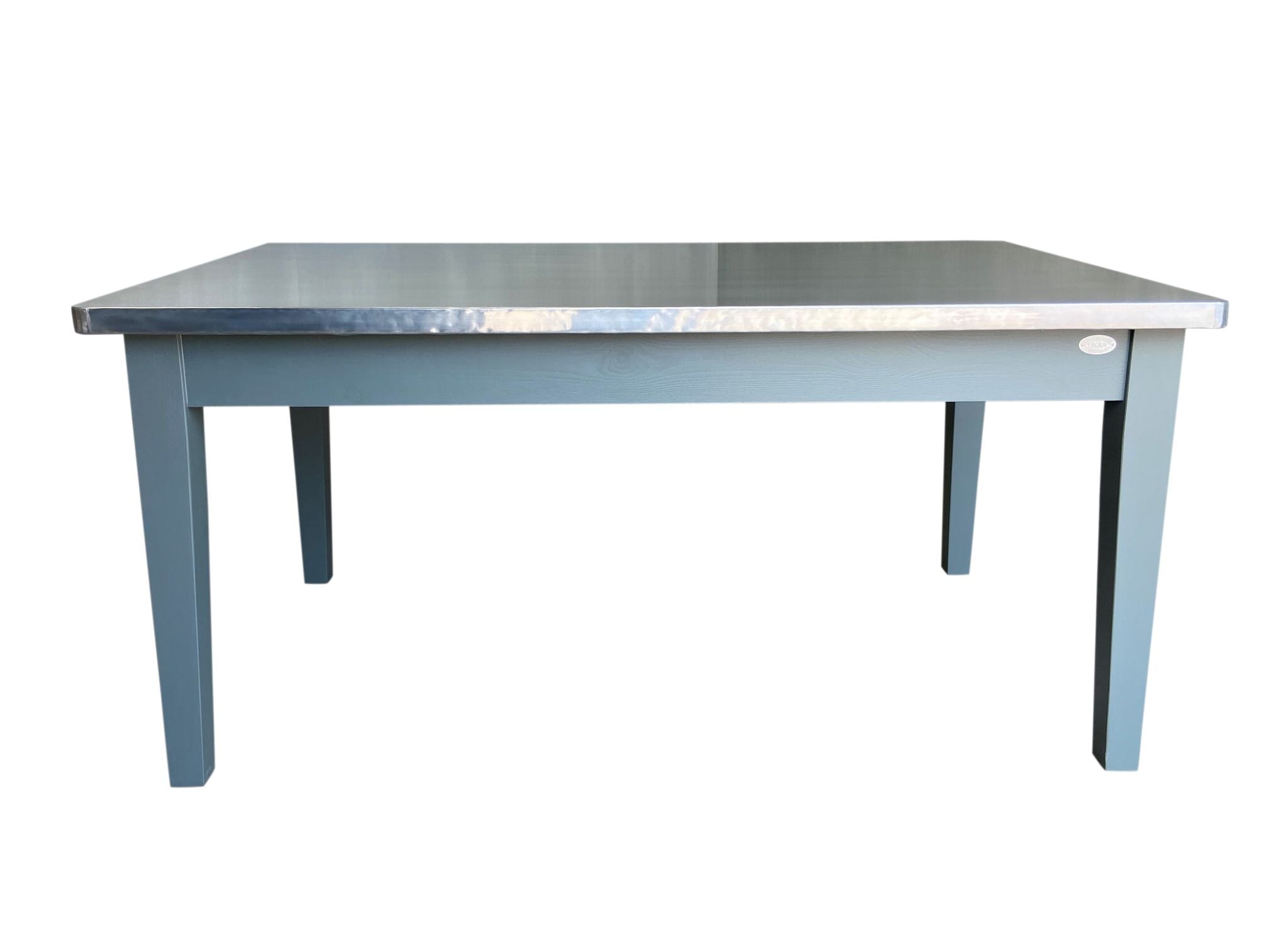 Handmade Natural Zinc Top Kitchen Table With Painted Base - D1830