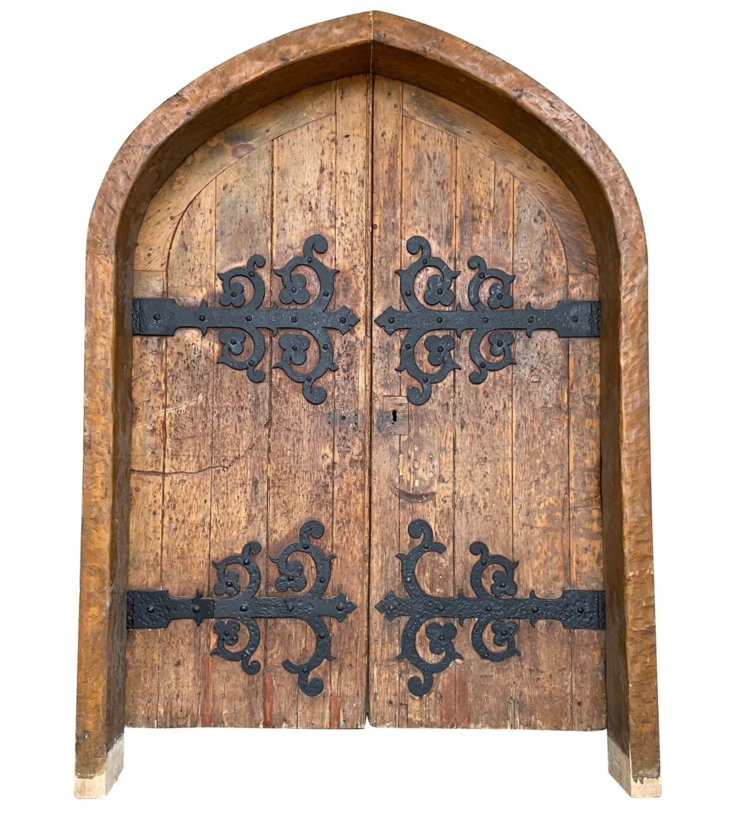 Antique Gothic Arched Doors With Working Lock & Keys - 9388