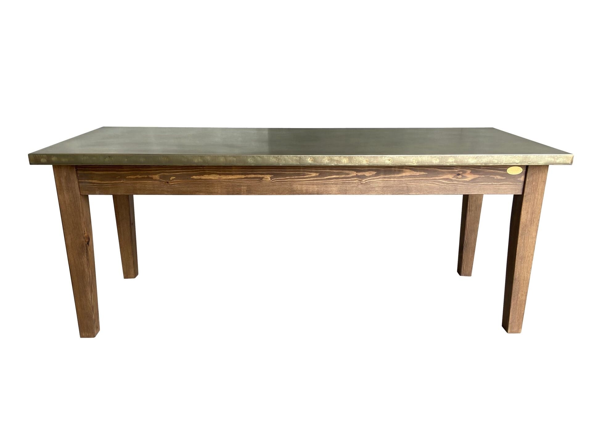 Bespoke Antique Brass Kitchen Table With Dark Waxed Base - D1852