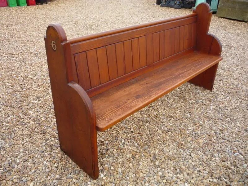 Original Salvaged Pitch Pine Church Pew - Hampshire - 3977