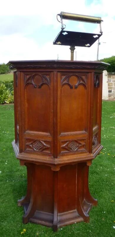 Antique Gothic Oak Church Pulpit - 3994