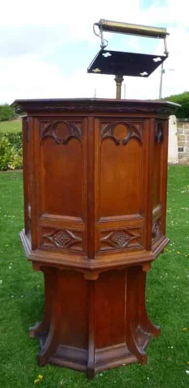 Antique Gothic Oak Church Pulpit