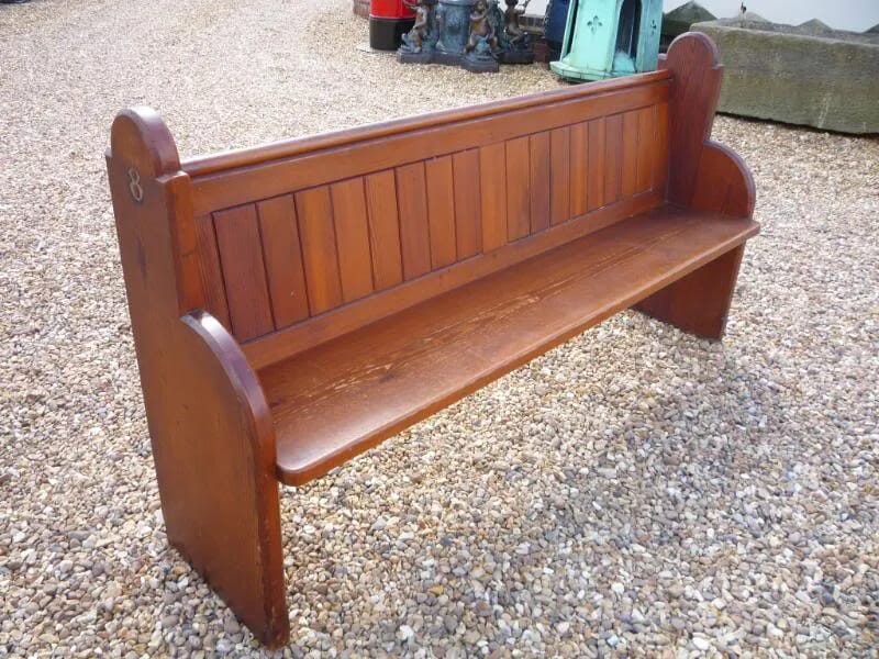 Original Victorian Pitch Pine Church Pew - St Johns Church - 3985