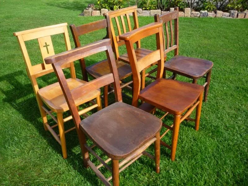 Set of 6 Used Church and Chapel Chairs - 8001a