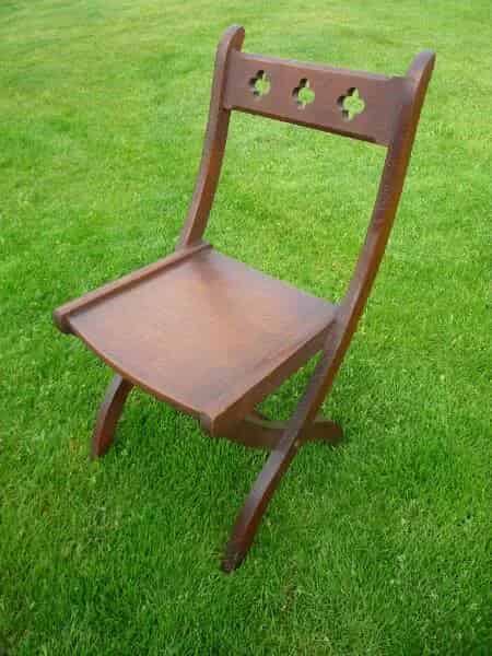 Reclaimed Antique Gothic Solid Oak Church Chair