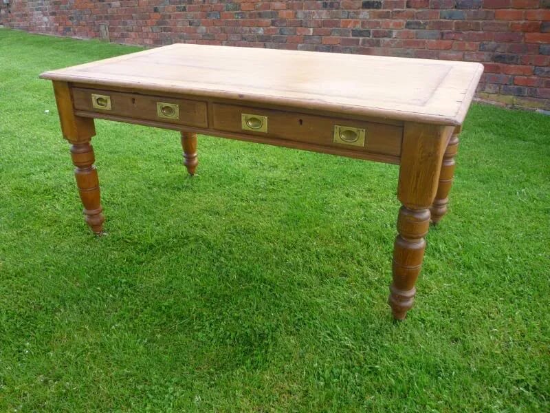 Antique Reclaimed Pine Table with Drawers - 4037