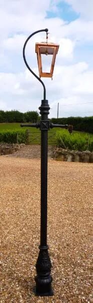 Medium Copper Swan Neck Lantern and Cast Iron Lamp Post - LF1066 LF1001