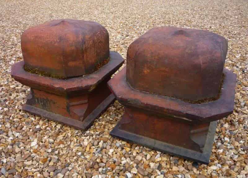 Large Pair of Antique Terracotta Gate Pier Cappings
