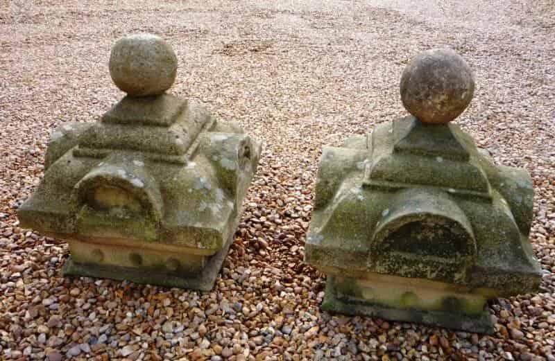 Large Pair of Antique Victorian Stone Gate Pier Cappings
