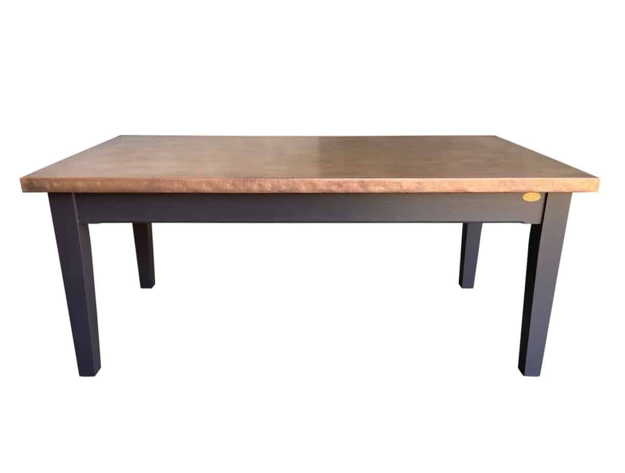 Bespoke Antique Copper Top Table With Painted Base