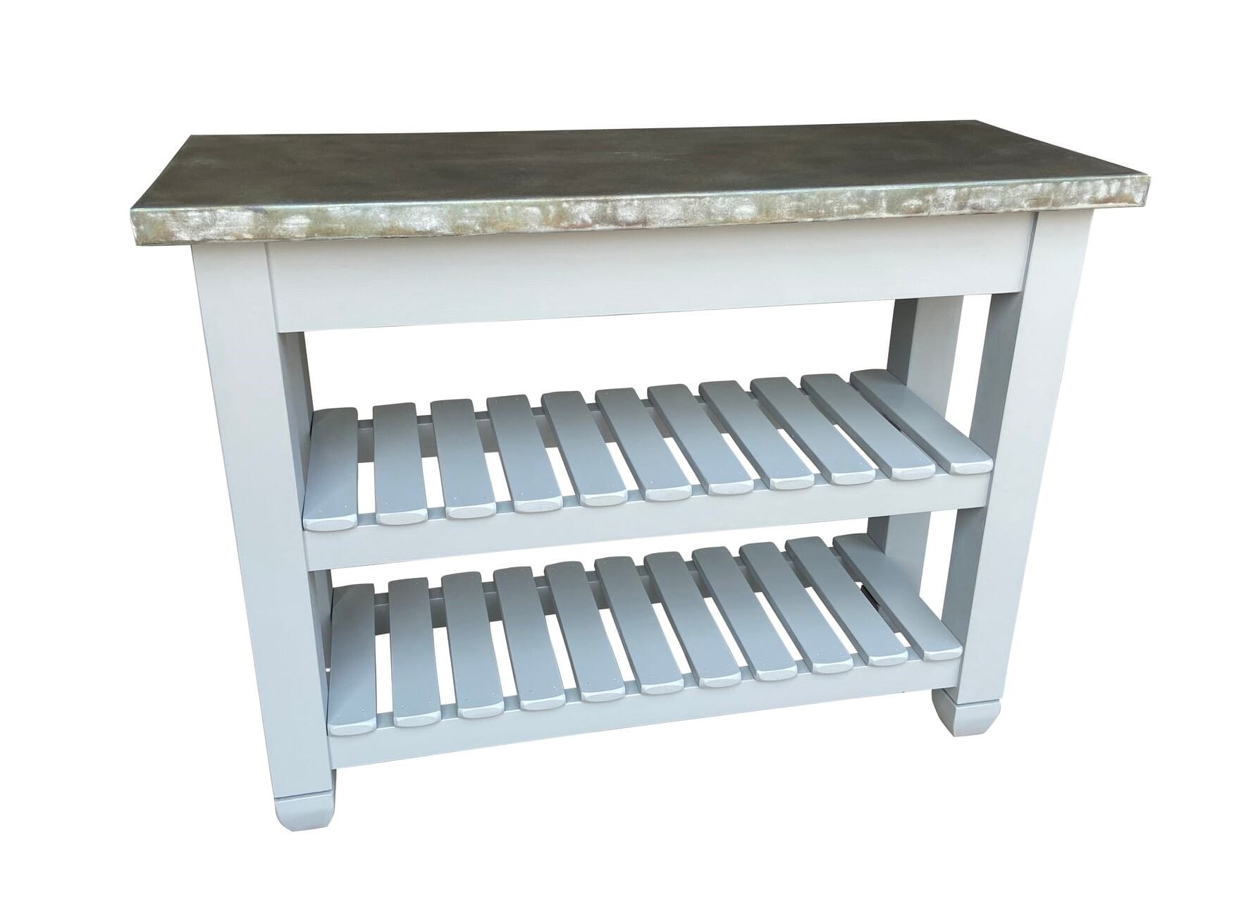 Bespoke Zinc Kitchen Unit With Wooden Base & Towel Rail - D1859
