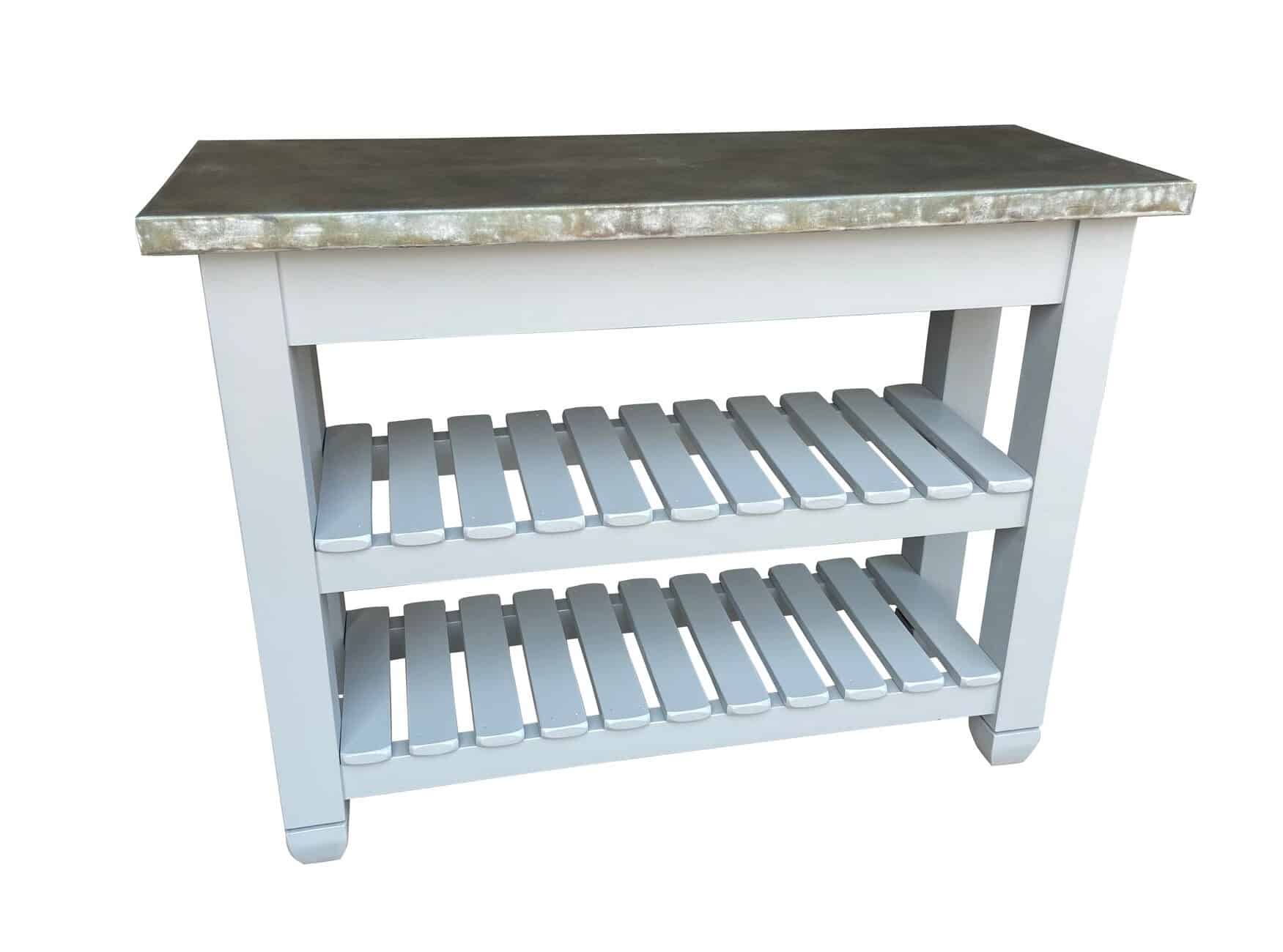 Bespoke Zinc Kitchen Unit With Wooden Base & Towel Rail